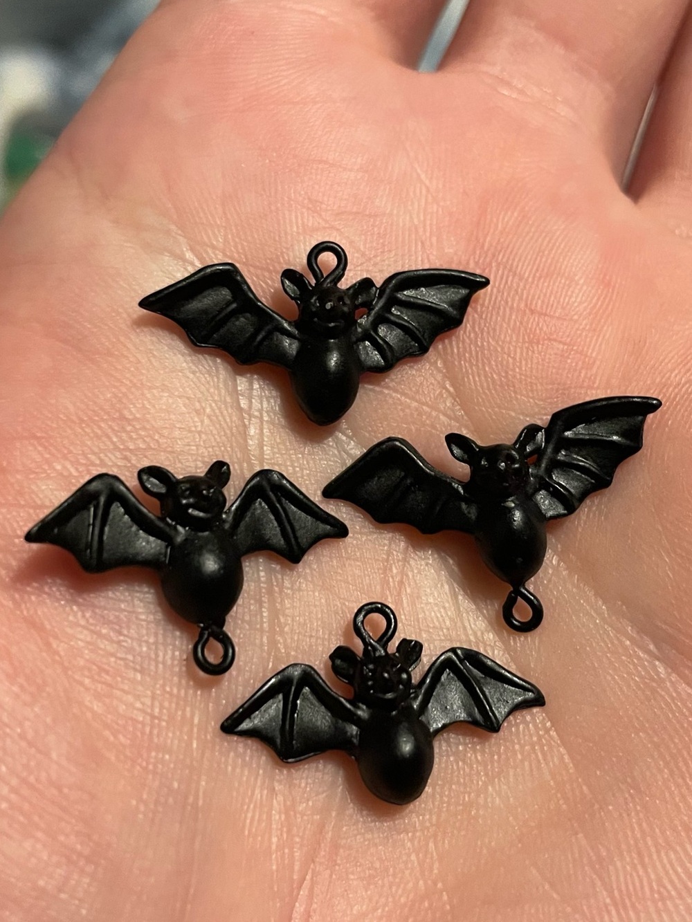 Set of 4 Mini Black Bat Charms